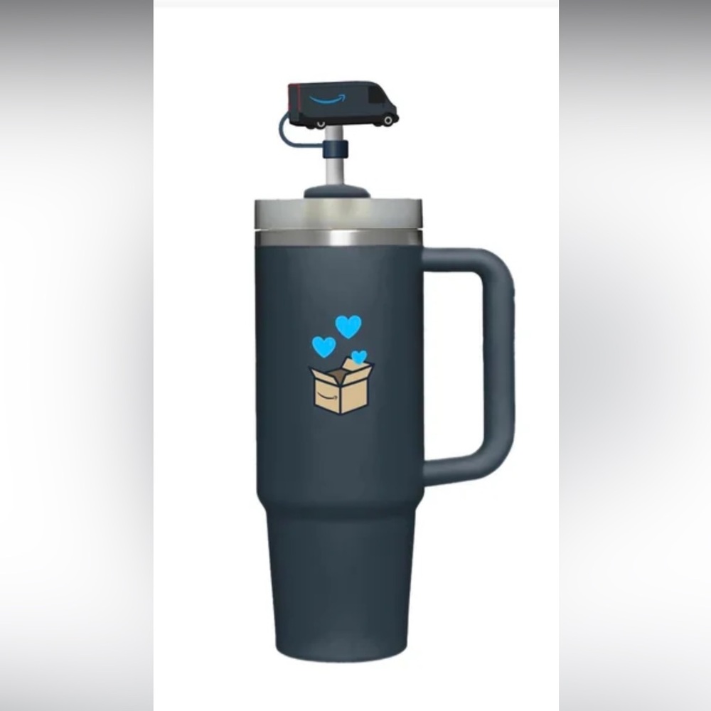 Amazon Tumbler with Straw & Amazon Prime Van Straw Topper 30oz NEW w Box